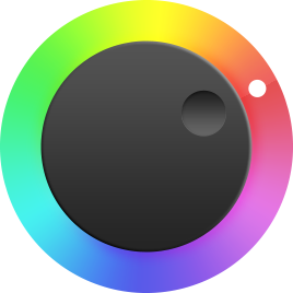 Color wheel with a selector knob on a black circular base.